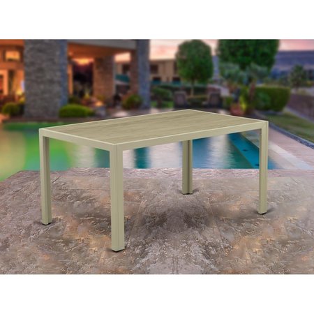 EAST WEST FURNITURE Jubi Patio Table with Glass Top, Natural Linen Wicker JULTW03